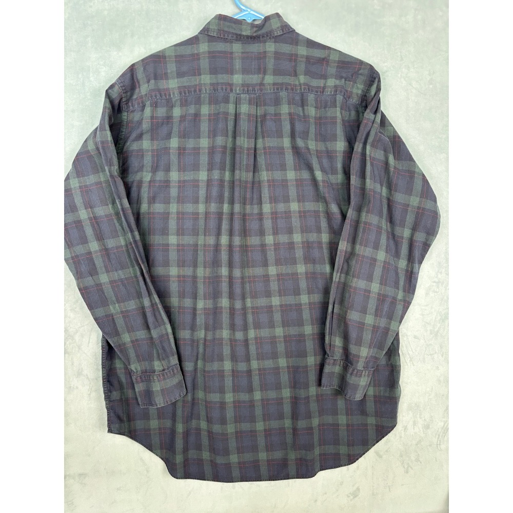 Brooks Brothers Mens Large Plaid Sport Shirt Navy Green Cotton Button Down L - Picture 2 of 7